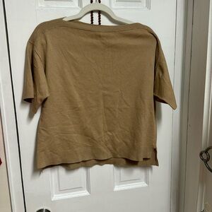 Ann Taylor Womens Sz xs Short Sleeve Goldy cream Top Blouse Boxy